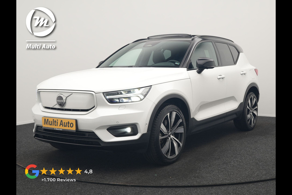 Volvo XC40 Pro Recharge Pure Electric 70kWh 232pk | Panodak | Adaptive Cruise | 360 Camera | Warmtepomp | Sportstoelen Memory & Verwarmd | Harman / Kardon | Google Assistent | 20"L.M | Stuur Verwarmd | Keyless | Blis | DAB |
