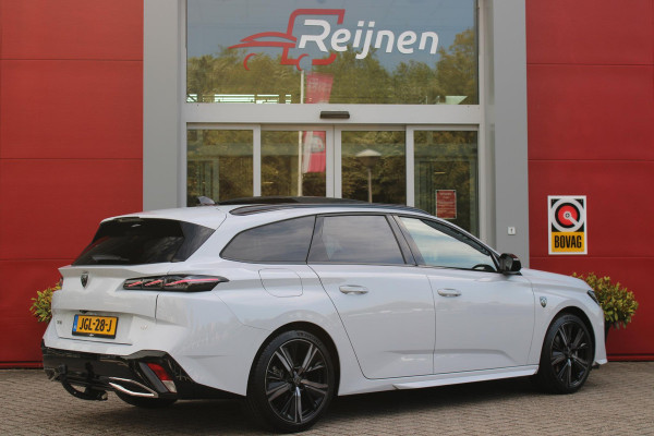 Peugeot 308 SW 1.2 Hybrid 145PK GT AUTOMAAT | PANORAMA SCHUIF/KANTEL DAK | AFNEEMBARE TREKHAAK | NAVIGATIE | SENSATION PACK: FOCAL HIFI SYSTEM (PREMIUM HIFI SYSTEEM MET 10 SPEAKERS)/DRAADLOZE TELEFOONLADER | 360° VISION & DRIVE ASSIST PLUS PACK: ACHTERUITRIJCAMERA 360° VISIOPARK 3 (4 CAMERA'S)/PARKEERHULP VOOR EN ACHTER/ANTI DIEFSTAL ALARM/PEUGEOT i-COCKPIT MET CONFIGUREERBAAR 3D-INSTRUMENTENPANEEL/CLEAN CABIN | ALCANTARA EXECUTIVE PACK: BEKLEDING ALCANTARA/KUNSTLEDER INCL. ELEKTRISCH BEDIENBARE AGR STOEL EN MASSAGE OP BEIDE VOORSTOELEN | 18" LICHTMETALEN VELGEN "PORTLAND" | NAVIG