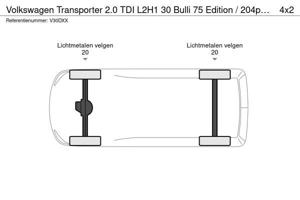 Volkswagen Transporter 2.0 TDI L2H1 30 Bulli 75 Edition / 204pk / Achteruitrij camera / Stoelverwarming / Leder / Virtual cockpit /