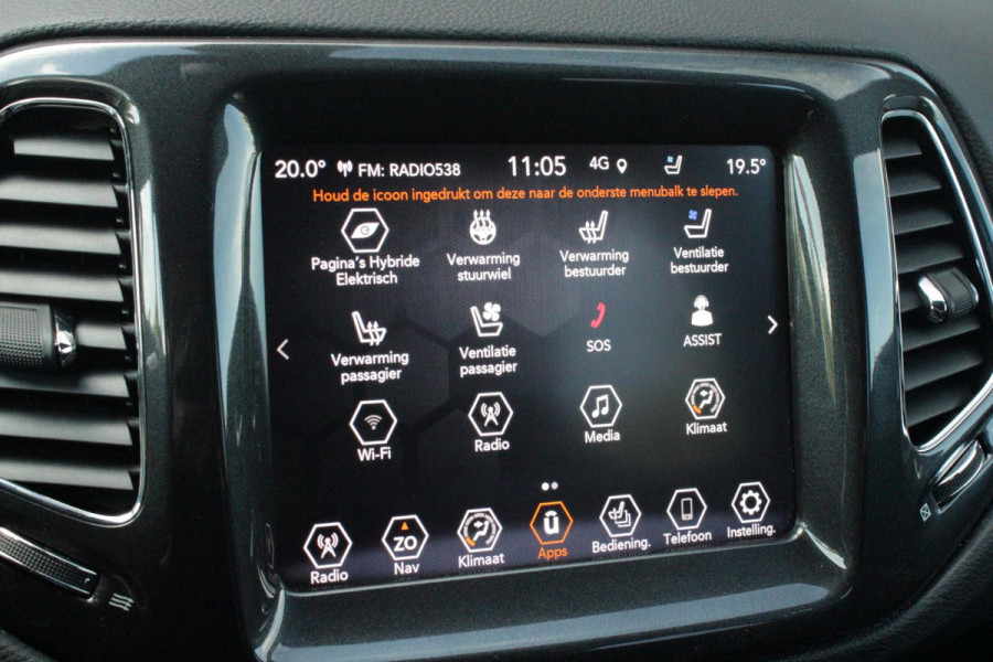 Jeep Compass 4xe 240PK Plug-in Hybrid ELECTRIC S | AFNEEMBARE TREKHAAK | PANORAMA SCHUIF/KANTEL DAK | DAB+ RADIO | NAVIGATIE | ELEKTRISCH BEDIENBARE VOORSTOELEN MET GEHEUGENFUNCTIE OP DE BESTUURDERSSTOEL | STOEL/STUUR VERWARMING | STOEL VENTILATIE | CRUISE CONTROL | DODEHOEK DETECTIE | CLIMATE CONTROL | XENON KOPLAMPEN | LEDEREN BEKLEDING | ELEKTRISCH BEDIENBARE ACHTERKLEP | KEYLESS ENTRY/START | PARKEERSENSOREN VOOR + ACHTER | ACHTERUITRIJ CAMERA | ALPINE AUDIO SYSTEM |