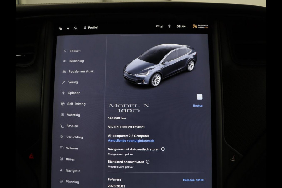 Tesla Model X 100D 6p. | SOH 86,1% | Stuur/stoel verwarming | Leder | Memory | Sfeerverlichting | Adaptive cruise | Climate control | Camera | Park assist | Trekhaak |