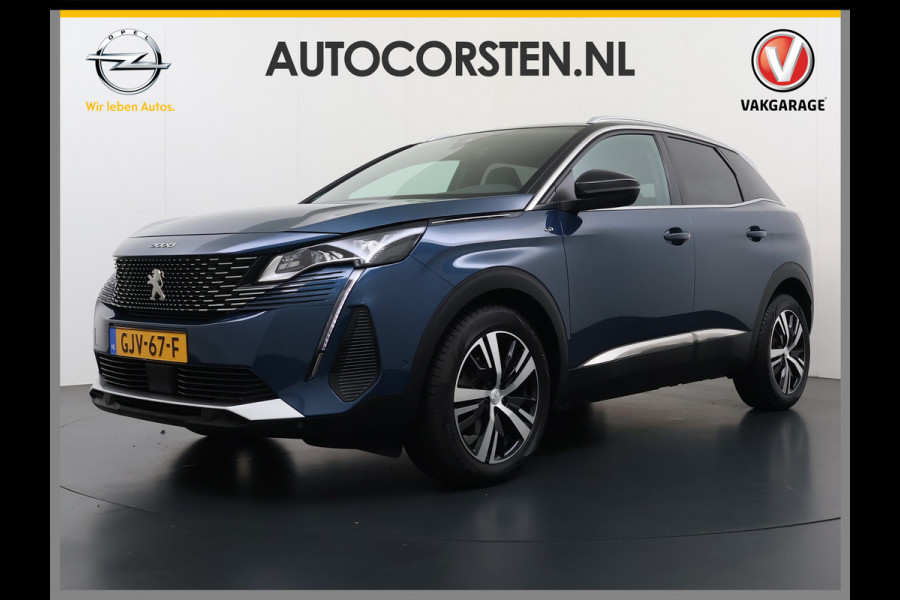 Peugeot 3008 131PK Automaat GT Adap.Cruise Stoelverwarming Elek.Achterklep 3D-Navi 360°Camera Apple Carplay Android Auto Ecc Pdc Privacy Glas Lmv Led Connected-Apps Bluetooth Lane Assist Led Dodehoeksensor Voorzien van All-Season banden