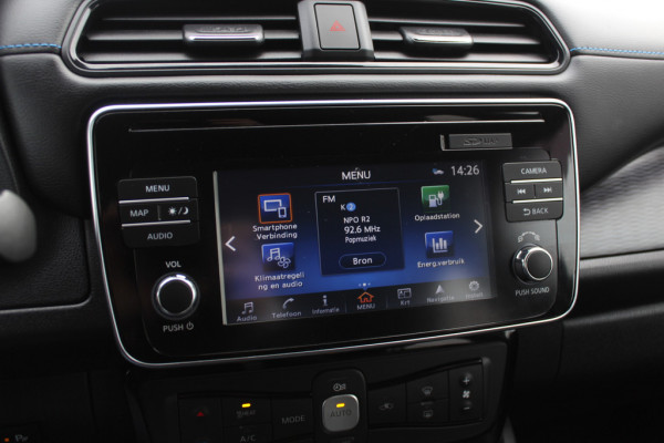 Nissan Leaf e+ Tekna 62 kWh / Trekhaak / 360Camera / Leder / Keyless / 17'' / CarPlay / Dodehoek / DAB / ACC / Stoelverwarming 4x / Warmtepomp
