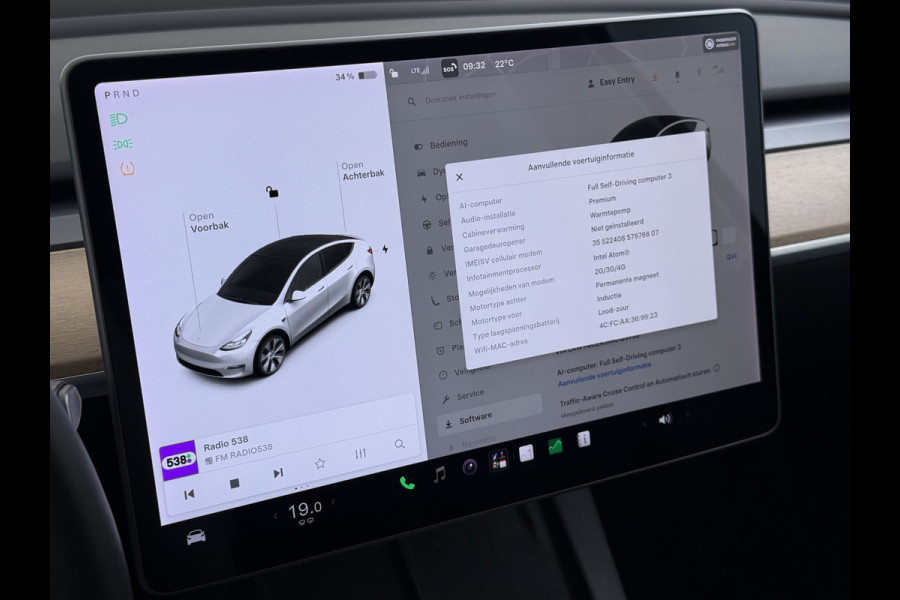 Tesla Model Y Long Range AWD 75kWh 514PK Warmtepomp Stuur+Stoel+Achterbankverwarming Panoramadak Camera's Adap.Cruise Navi Ecc Premium-Audio L Keyless Intel Atom®-Processor Privacy Glas Lmv Matrix Led Dodehoekdetectie
