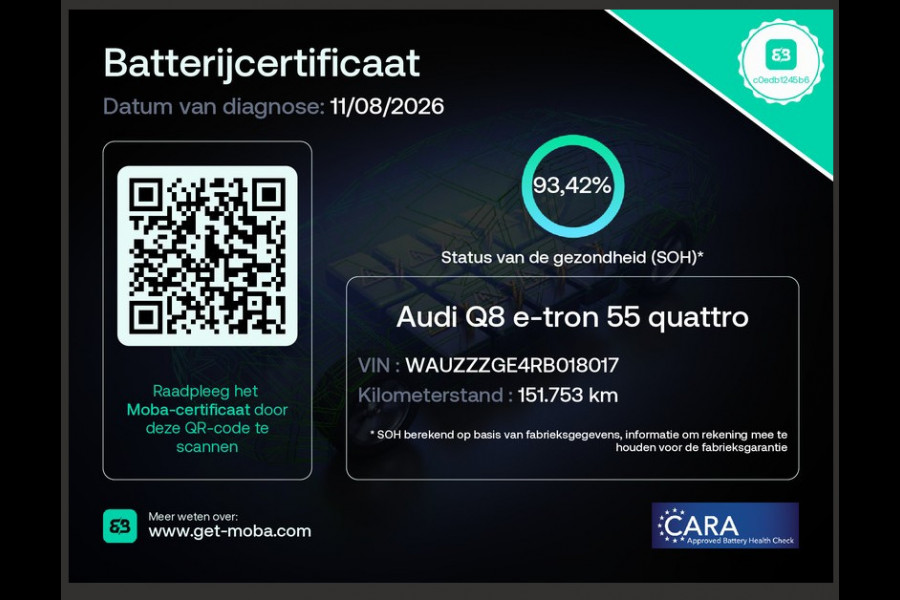 Audi Q8 e-tron 55 quattro Advanced Edition SOH 93,4% | Pano/Dak | Trekhaak | Stoelverwarming | Adapt.Cruise/control | Origineel NL