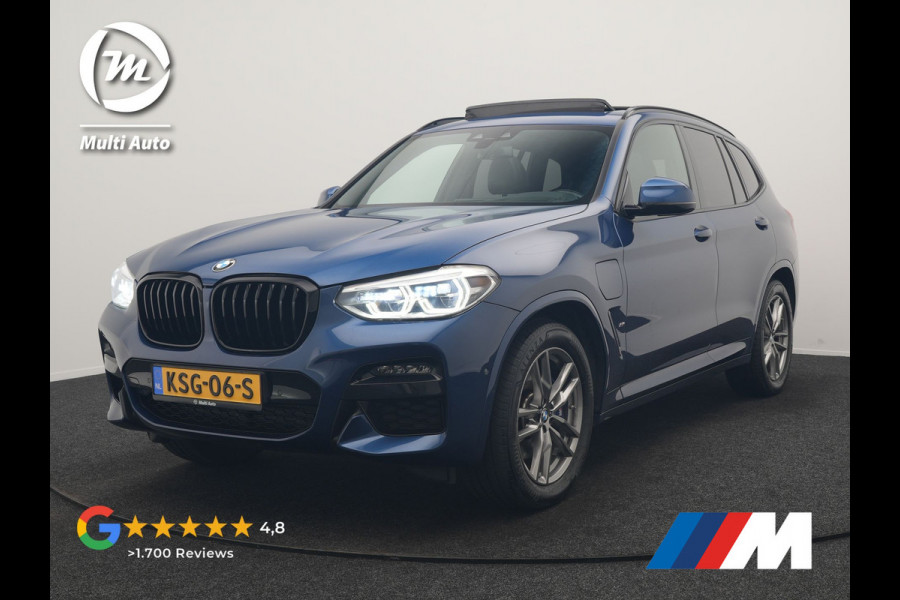 BMW X3 xDrive30e M Sport PHEV 293pk | Trekhaak Afn. | Panodak | Head Up | Camera | Lederen Sportstoelen Memory & Verwarmd | Adaptive LED | Sfeerverlichting | Blis | Keyless | Navigatie | 19"L.M | Plug In Hybrid |