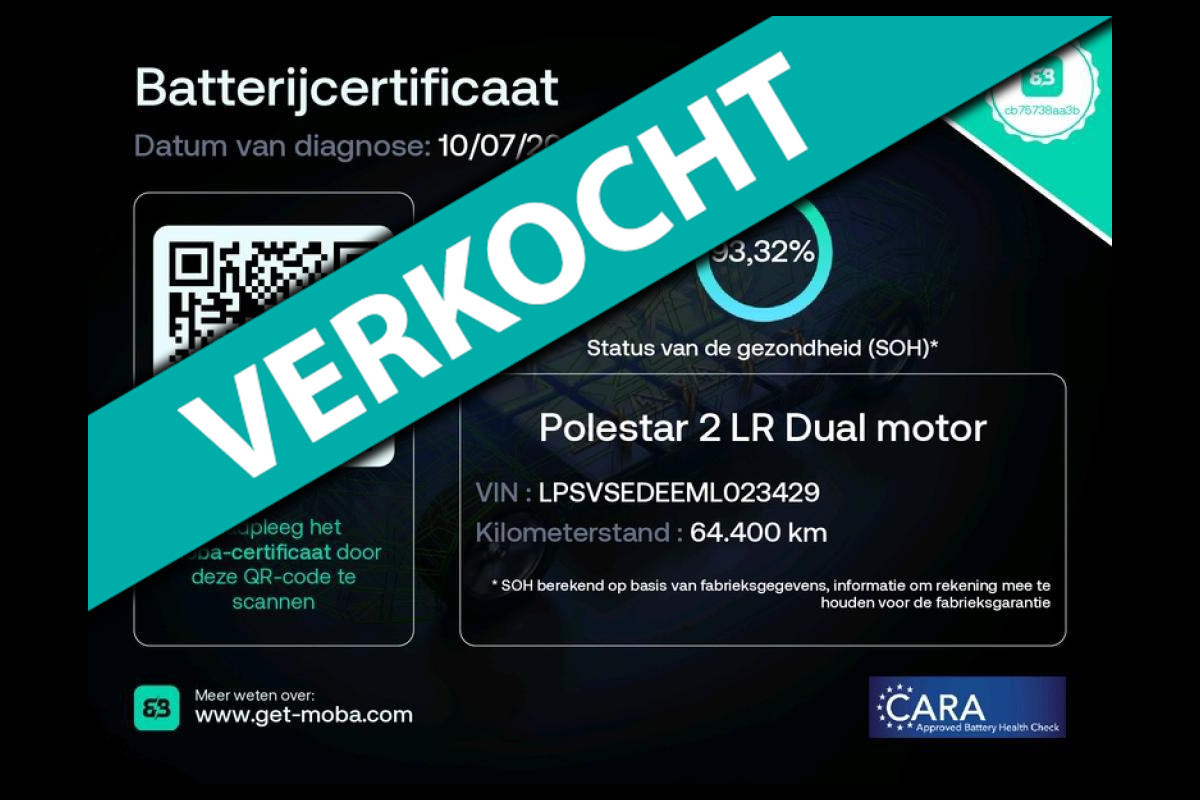 Polestar 2 Long Range Dual Motor Launch Edition 78kWh 93% SOH Trekhaak 1e Eig NL-Auto Rijklaarprijs!