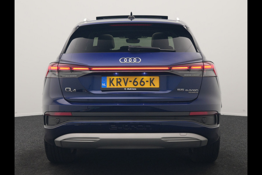 Audi Q4 e-tron 55 Quattro Advanced edition 82 kWh 340pk | Panodak | Adaptive Cruise | Head Up | Sonos Audio | Camera | Matrix LED | Stoelen & Stuur Verwarmd | Blis | Apple Carplay | Navigatie | DAB |