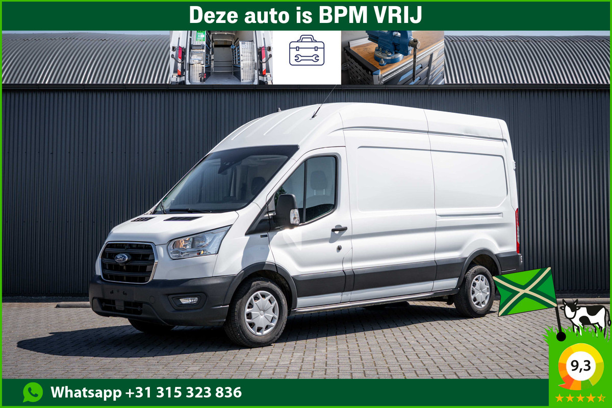 Ford Transit | L3H3 | 130Pk | Inrichting | 3-Zits | Camera | Cruise | PDC | Airco