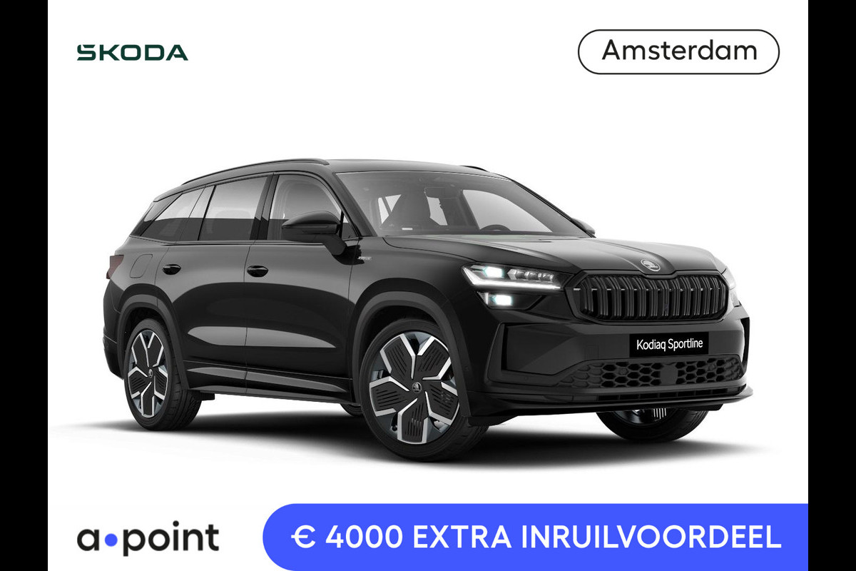 Škoda Kodiaq 1.5 TSI PHEV Sportline Business 204 pk 6 versn. DSG | Comfort Pakket | Panorama Dak | Trekhaak | Parkeer Pakket | Velgen: 20" lichtmetalen velgen Rila aero, antraciet zwart