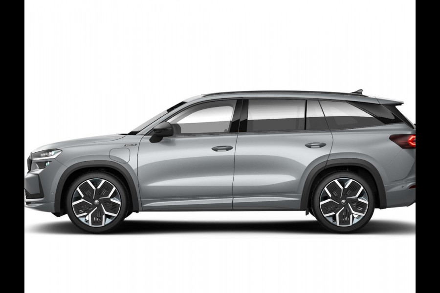 Škoda Kodiaq 1.5 TSI PHEV Sportline Business 204 pk 6 versn. DSG | Comfort Pakket | Panorama Dak | Dynamic Chassis Control Pakket | Head-up display | Parkeer Pakket | Trekhaak | Winter Pakket | Velgen: 20" lichtmetalen velgen Rila aero, antraciet zwart