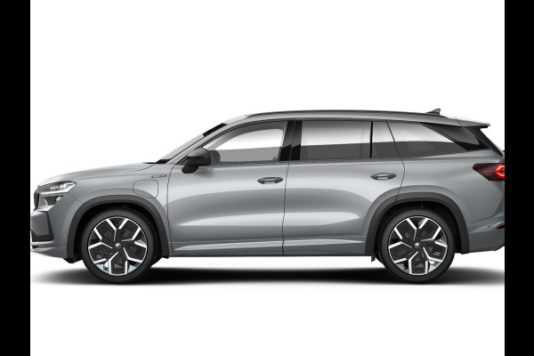 Škoda Kodiaq 1.5 TSI PHEV Sportline Business 204 pk 6 versn. DSG | Comfort Pakket | Panorama Dak | Dynamic Chassis Control Pakket | Head-up display | Parkeer Pakket | Trekhaak | Winter Pakket | Velgen: 20" lichtmetalen velgen Rila aero, antraciet zwart