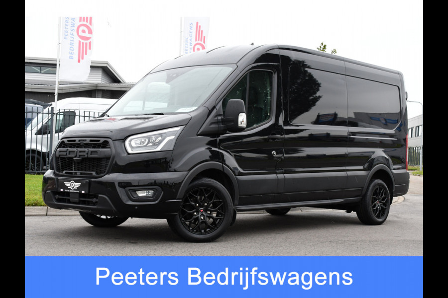 Ford Transit 350 2.0 TDCI L3H2 Black Edition Camera, Cruise, Carplay, 185pk, Xenon, Multimedia, Automaat, Trekhaak, Sensoren, Uniek!