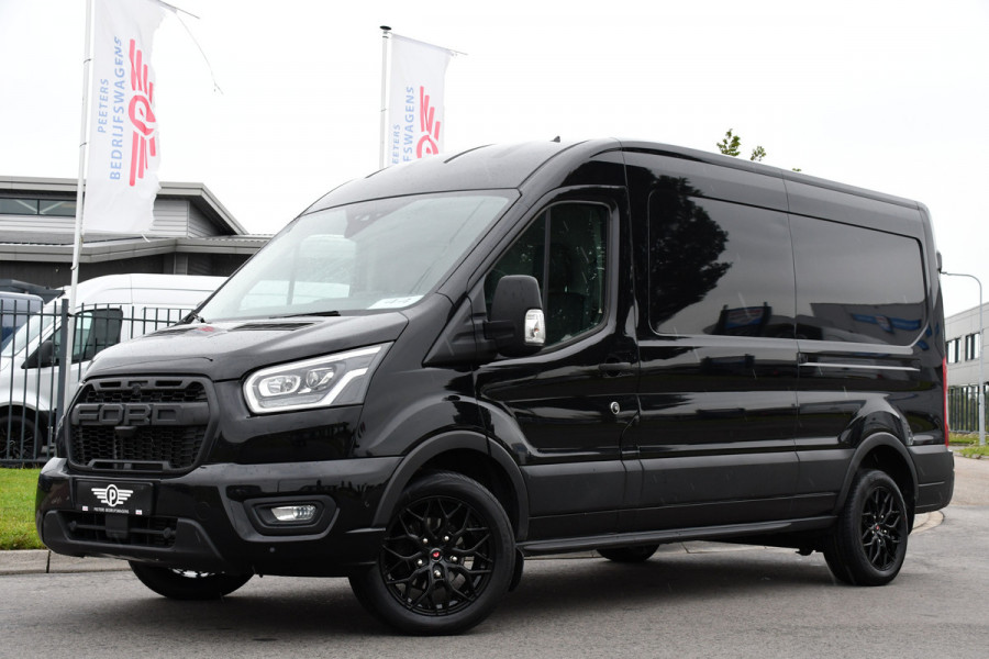 Ford Transit 350 2.0 TDCI L3H2 Black Edition Camera, Cruise, Carplay, 185pk, Xenon, Multimedia, Automaat, Trekhaak, Sensoren, Uniek!