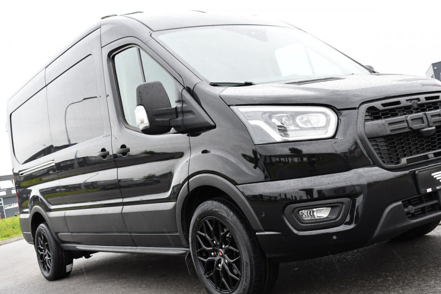 Ford Transit 350 2.0 TDCI L3H2 Black Edition Camera, Cruise, Carplay, 185pk, Xenon, Multimedia, Automaat, Trekhaak, Sensoren, Uniek!