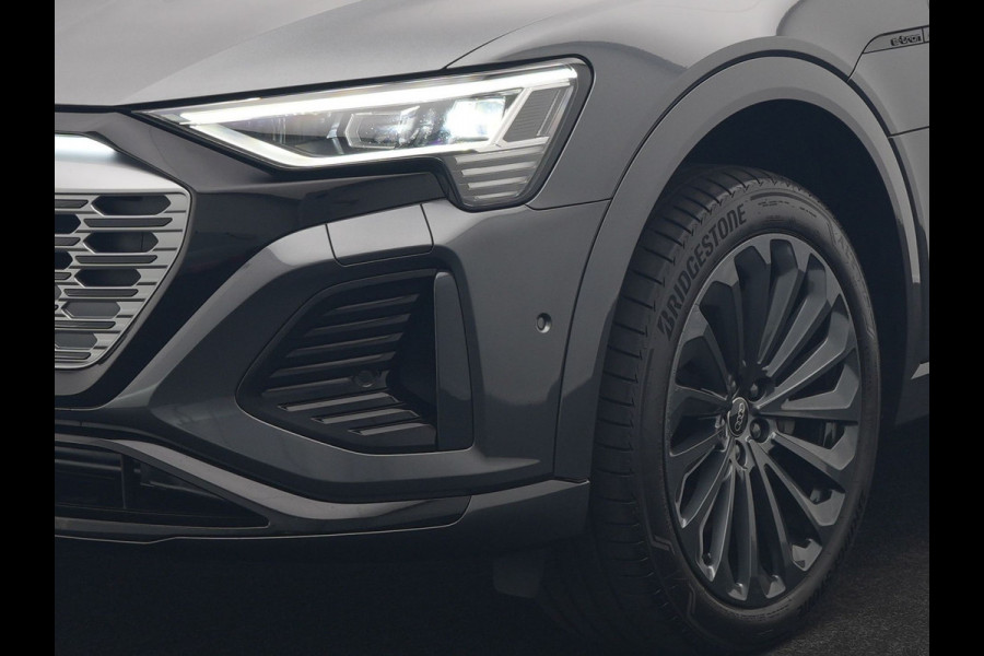 Audi Q8 e-tron 50 quattro S Line 95 kWh 340pk Dealer O.H | Luchtvering | Trekhaak Afn. | Adaptive Cruise | Bang & Olufsen | Head Up | 360 Camera | Lederen Sportstoelen & Stuur Verwarmd | Keyless | Apple Carplay | BLIS | Virtual | Navigatie | DAB | 21"L.M |