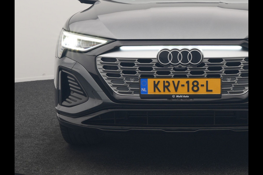 Audi Q8 e-tron 50 quattro S Line 95 kWh 340pk Dealer O.H | Luchtvering | Trekhaak Afn. | Adaptive Cruise | Bang & Olufsen | Head Up | 360 Camera | Lederen Sportstoelen & Stuur Verwarmd | Keyless | Apple Carplay | BLIS | Virtual | Navigatie | DAB | 21"L.M |