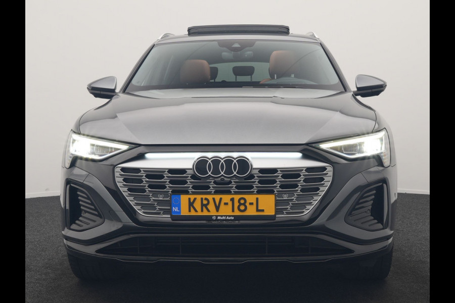 Audi Q8 e-tron 50 quattro S Line 95 kWh 340pk Dealer O.H | Luchtvering | Trekhaak Afn. | Adaptive Cruise | Bang & Olufsen | Head Up | 360 Camera | Lederen Sportstoelen & Stuur Verwarmd | Keyless | Apple Carplay | BLIS | Virtual | Navigatie | DAB | 21"L.M |
