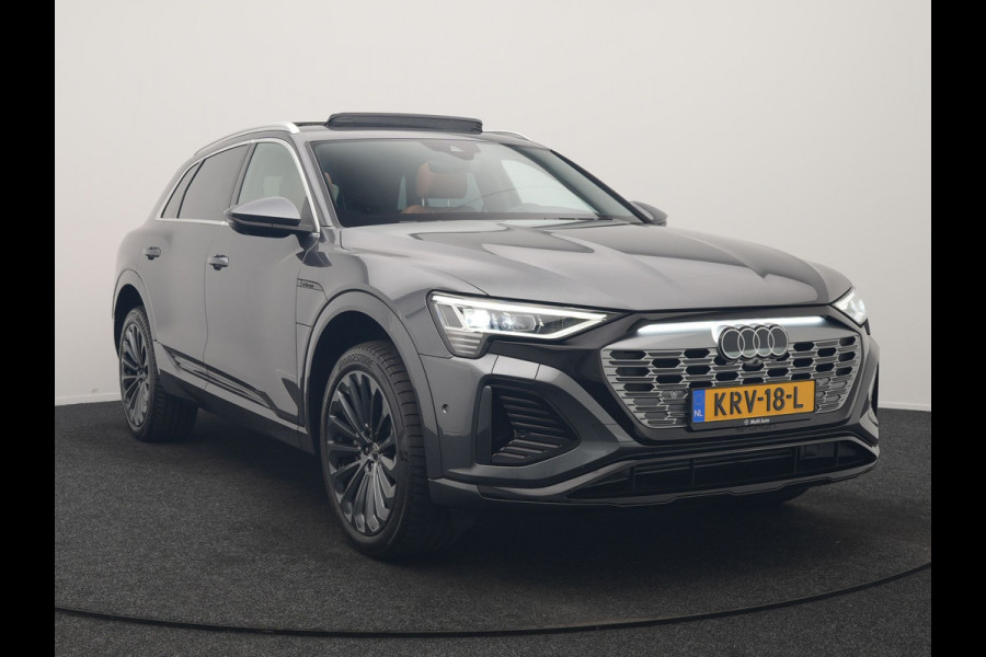 Audi Q8 e-tron 50 quattro S Line 95 kWh 340pk Dealer O.H | Luchtvering | Trekhaak Afn. | Adaptive Cruise | Bang & Olufsen | Head Up | 360 Camera | Lederen Sportstoelen & Stuur Verwarmd | Keyless | Apple Carplay | BLIS | Virtual | Navigatie | DAB | 21"L.M |