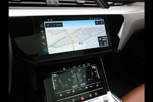 Audi Q8 e-tron 50 quattro S Line 95 kWh 340pk Dealer O.H | Luchtvering | Trekhaak Afn. | Adaptive Cruise | Bang & Olufsen | Head Up | 360 Camera | Lederen Sportstoelen & Stuur Verwarmd | Keyless | Apple Carplay | BLIS | Virtual | Navigatie | DAB | 21"L.M |