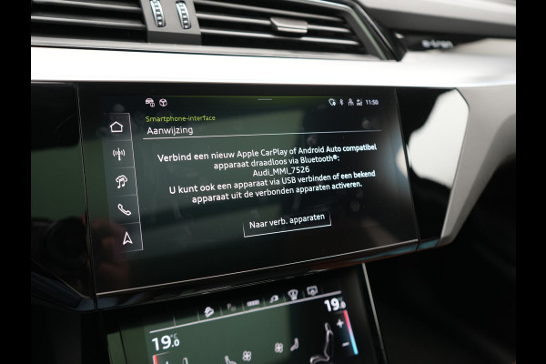 Audi Q8 e-tron 50 quattro S Line 95 kWh 340pk Dealer O.H | Luchtvering | Trekhaak Afn. | Adaptive Cruise | Bang & Olufsen | Head Up | 360 Camera | Lederen Sportstoelen & Stuur Verwarmd | Keyless | Apple Carplay | BLIS | Virtual | Navigatie | DAB | 21"L.M |