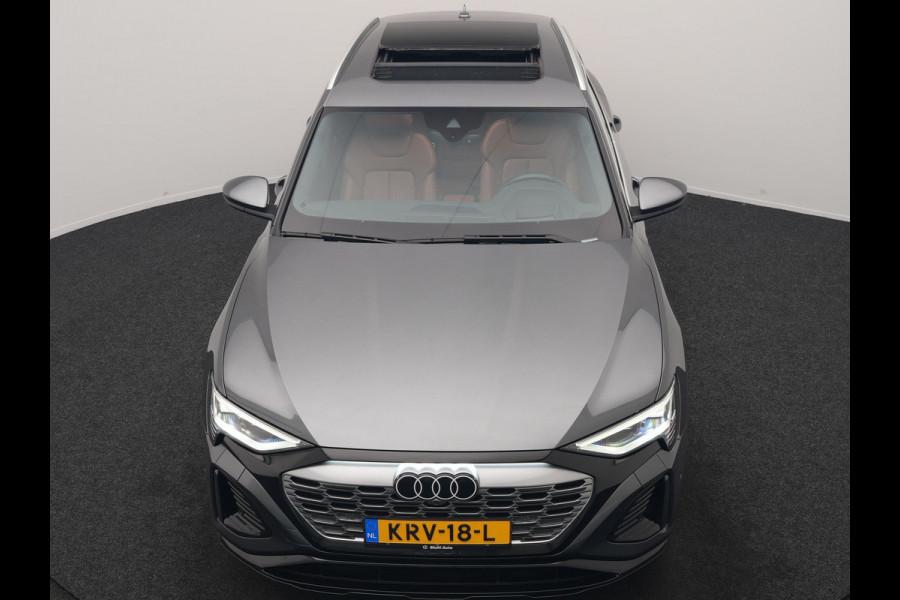 Audi Q8 e-tron 50 quattro S Line 95 kWh 340pk Dealer O.H | Luchtvering | Trekhaak Afn. | Adaptive Cruise | Bang & Olufsen | Head Up | 360 Camera | Lederen Sportstoelen & Stuur Verwarmd | Keyless | Apple Carplay | BLIS | Virtual | Navigatie | DAB | 21"L.M |