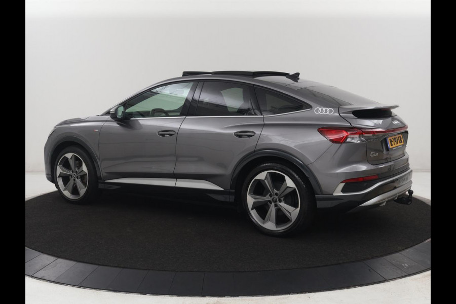 Audi Q4 Sportback e-tron 40 Launch edition S Competition 77 kWh | SOH 92,5% | Panoramadak | Leder | Stoelverwarming | Adaptive cruise | Head-up | SONOS audio | Sfeerverlichting | Carplay | Trekhaak
