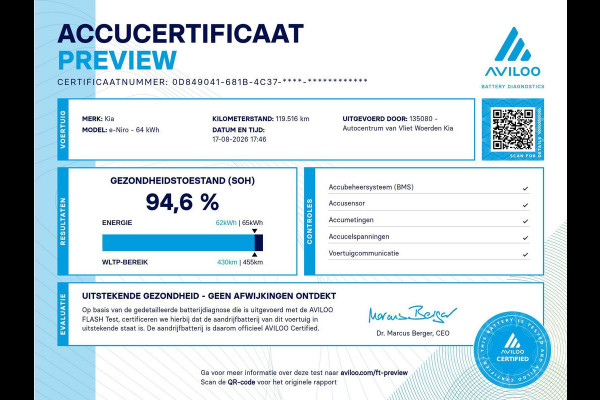 Kia e-Niro ExecutiveLine 64 kWh | SOH 94,6| Cruise | Keyless | Schuif-kanteldak | Stoelverwarming-ventilatie | JBL |