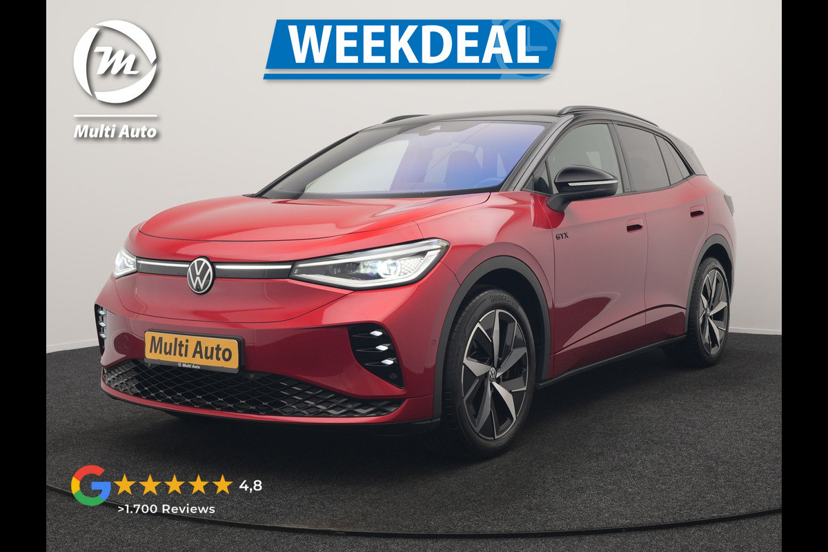 Volkswagen ID.4 GTX 4Motion 77 kWh 299pk Dealer O.H. | Sport Pakket Plus | Adaptive Cruise | Head Up | 360 Camera | Alcantara Sportstoelen Massage & Memory | IQ Light | Sfeerverlichting | Keyless | Blis | Apple Carplay | Stuur Verwarmd | Naviga