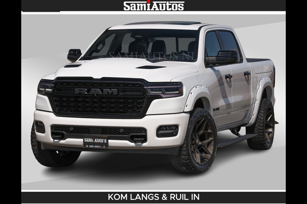 Dodge Ram LIMITED H.O 540 PK 706Nm | Massage + Full Option | De Meest Luxe en Volle Pick-Up in zijn Klasse | Comfortabele Dubbele Cabine met Royale 5 Zitplaatsen | BPM vrij | Nu Leverbaar uit Voorraad | Voorraad Nr 2336 - 7700 | De specialist in Amerikaanse pick‑ups in Nederland en Europa.
