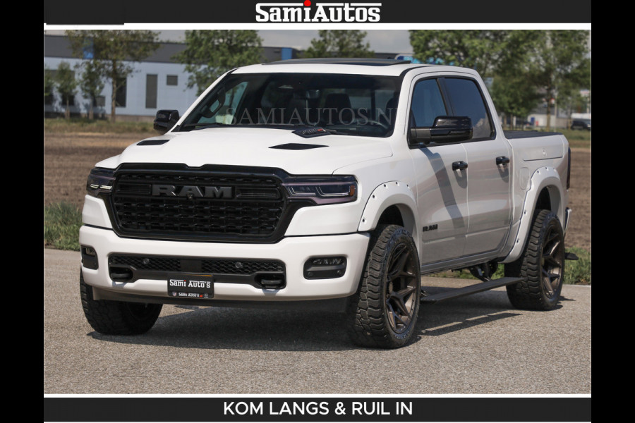 Dodge Ram LIMITED H.O 540 PK 706Nm | Massage + Full Option | De Meest Luxe en Volle Pick-Up in zijn Klasse | Comfortabele Dubbele Cabine met Royale 5 Zitplaatsen | BPM vrij | Nu Leverbaar uit Voorraad | Voorraad Nr 2336 - 7700 | De specialist in Amerikaanse pick‑ups in Nederland en Europa.
