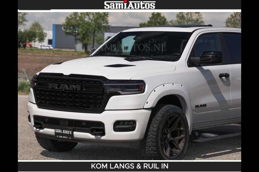 Dodge Ram LIMITED H.O 540 PK 706Nm | Massage + Full Option | De Meest Luxe en Volle Pick-Up in zijn Klasse | Comfortabele Dubbele Cabine met Royale 5 Zitplaatsen | BPM vrij | Nu Leverbaar uit Voorraad | Voorraad Nr 2336 - 7700 | De specialist in Amerikaanse pick‑ups in Nederland en Europa.