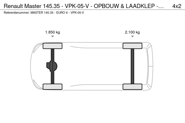 Renault Master 145.35 - VPK-05-V - OPBOUW & LAADKLEP - EURO 6