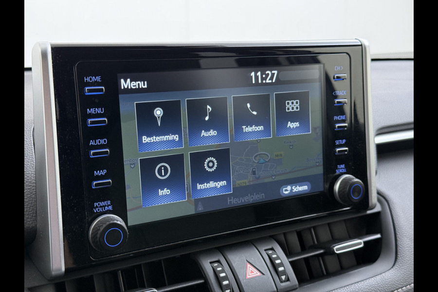 Toyota RAV4 2.5I Hybride Leer+Verwarming+Memory Adap.Cruise Navi Camera Ecc Apple Carplay Android Auto Miracast™ Elek.Achterklep Active Stuur+Voorruit+Achterbankverwarming Keyless Lane Assist Privacy Glas Lmv Elek.Stoel Bluetooth Led