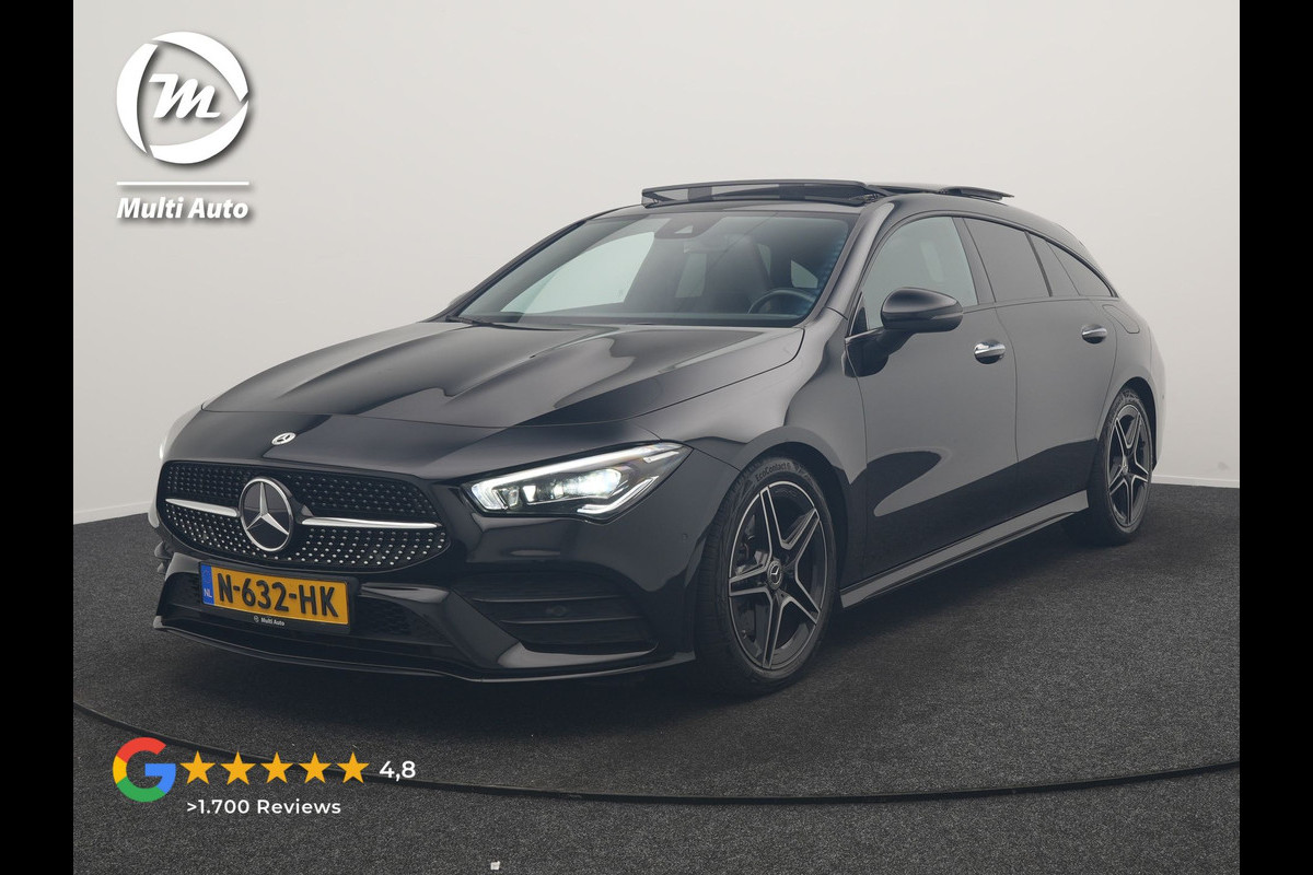 Mercedes-Benz CLA-Klasse Shooting Brake 200 Business Solution AMG 164pk Dealer O.H. | Panodak | Camera | Multi Beam LED | Alcantara Sportstoelen Memory & Verwarmd | Sfeerverlichting | Keyless | Apple Carplay | Cruise Control | Navigatie | DAB |