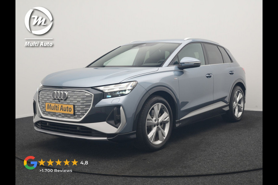 Audi Q4 e-tron 40 S Line 82 kWh 204pk Dealer O.H | Trekhaak Af Fabriek | Adaptive Cruise | Keyless | Lederen Sportstoelen Verwarmd | BLIS | Apple Carplay | Lane Assist | Virtual | Navigatie | DAB | 20"L.M |