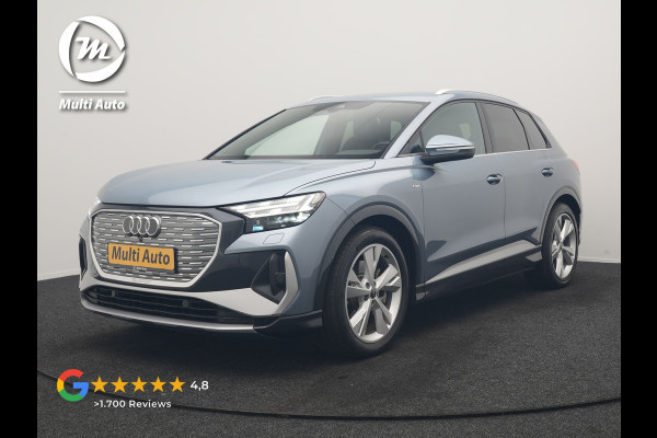 Audi Q4 e-tron 40 S Line 82 kWh 204pk Dealer O.H | Trekhaak Af Fabriek | Adaptive Cruise | Keyless | Lederen Sportstoelen Verwarmd | BLIS | Apple Carplay | Lane Assist | Virtual | Navigatie | DAB | 20"L.M |