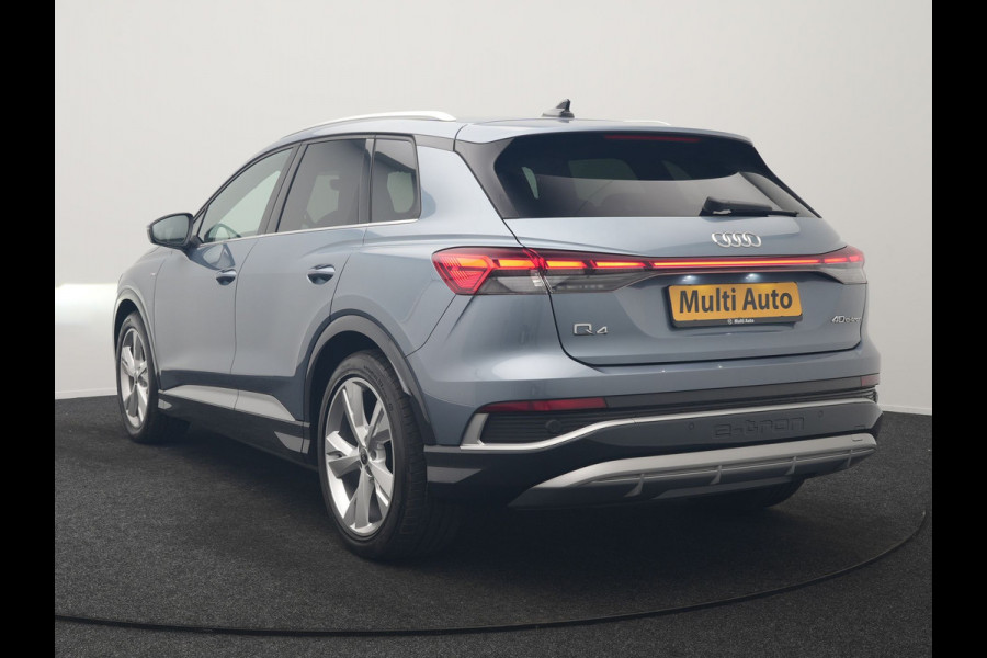 Audi Q4 e-tron 40 S Line 82 kWh 204pk Dealer O.H | Trekhaak Af Fabriek | Adaptive Cruise | Keyless | Lederen Sportstoelen Verwarmd | BLIS | Apple Carplay | Lane Assist | Virtual | Navigatie | DAB | 20"L.M |