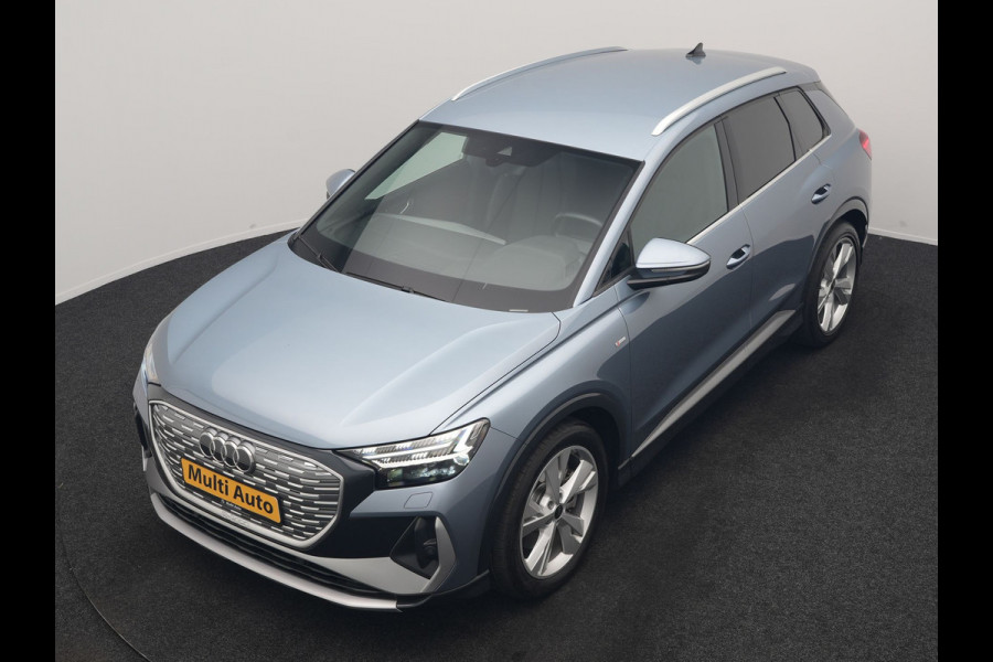Audi Q4 e-tron 40 S Line 82 kWh 204pk Dealer O.H | Trekhaak Af Fabriek | Adaptive Cruise | Keyless | Lederen Sportstoelen Verwarmd | BLIS | Apple Carplay | Lane Assist | Virtual | Navigatie | DAB | 20"L.M |
