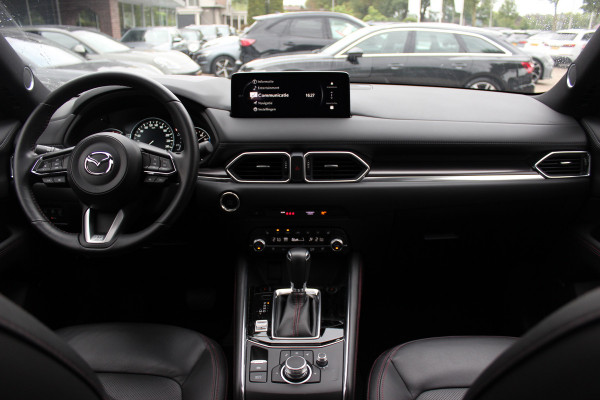 Mazda CX-5 2.0 e-SkyActiv-G M Hybrid 165 Homura / Trekhaak / Schuifdak / 360Camera / Head-up / Leder / 19'' / Bose / Keyless / Stoelventilatie+Verwarmd / Dodehoek / DAB / ACC