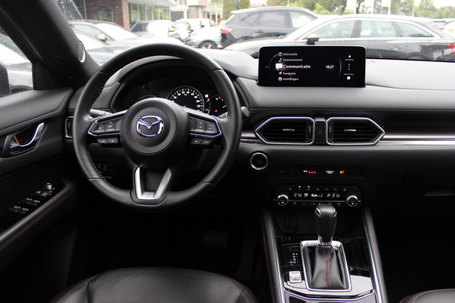 Mazda CX-5 2.0 e-SkyActiv-G M Hybrid 165 Homura / Trekhaak / Schuifdak / 360Camera / Head-up / Leder / 19'' / Bose / Keyless / Stoelventilatie+Verwarmd / Dodehoek / DAB / ACC