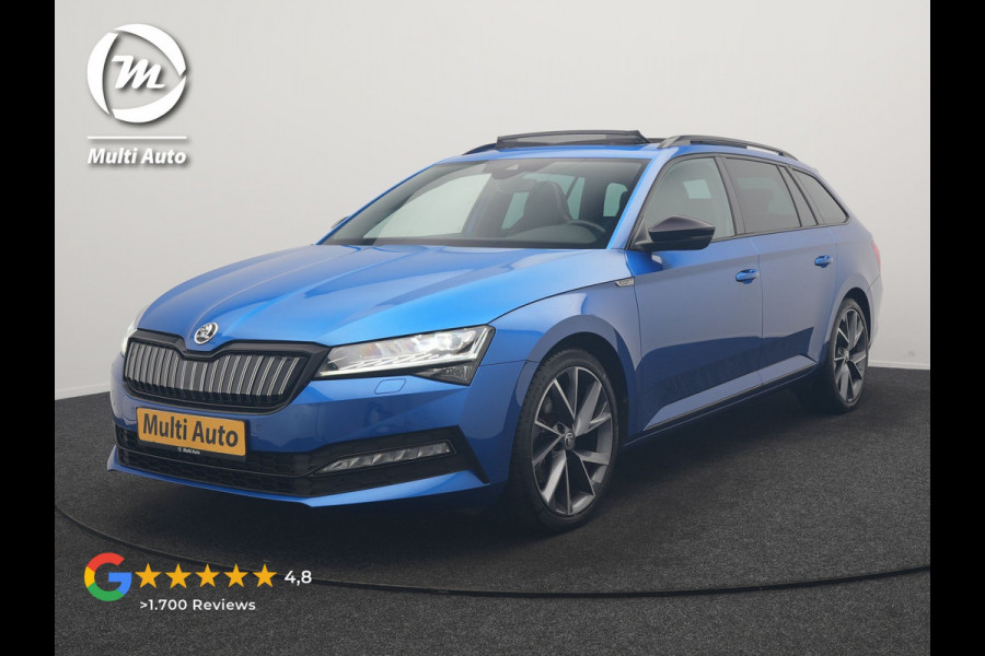Škoda Superb Combi 1.4 TSI iV Sportline PHEV 218pk Dealer O.H | Panodak | Adaptive Cruise | Camera | Crystal LED | Alcantara Sportstoelen Memory & Verwarmd | Keyless | Apple Carplay | Virtual | Navigatie | DAB | 19"L.M |