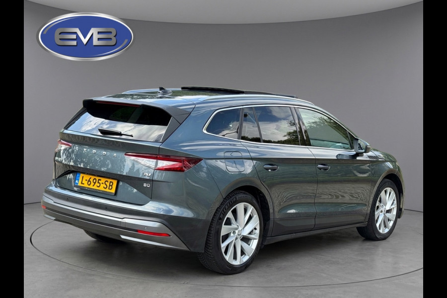 Škoda ENYAQ iV 80, panoramadak, electr bedienbare trekhaak, 1/2 lederen sportinterieur, achteruitrijcamera,vele opties1 e eigenaar