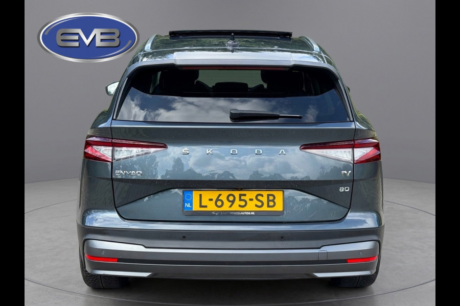 Škoda ENYAQ iV 80, panoramadak, electr bedienbare trekhaak, 1/2 lederen sportinterieur, achteruitrijcamera,vele opties1 e eigenaar