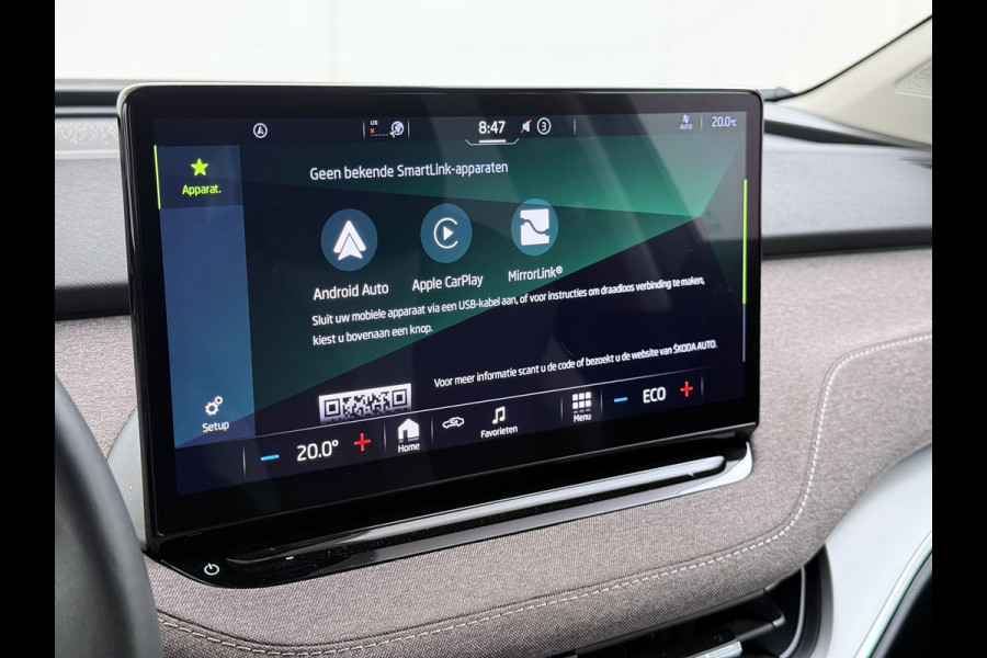 Škoda ENYAQ iV 60 Trekhaak Elek.Achterklep Privacy Glas SOH 90% Keyless advanced Navi Ecc Apple Carplay Android Auto Pdc Comfort plus-pakket Lmv 20" Mirrorlink® Smartlink DAB Led 1e Eigenaar Origineel Nederlandse Auto