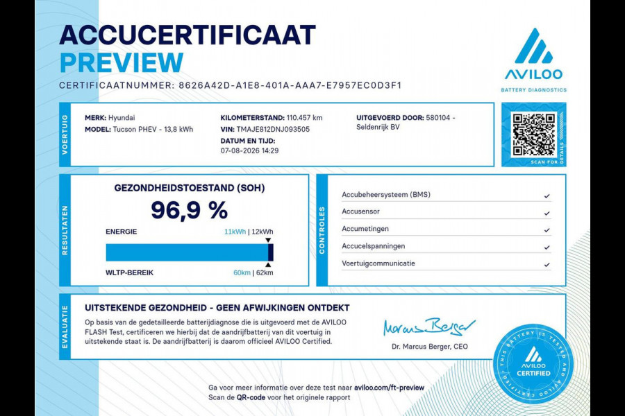 Hyundai Tucson 1.6 T-GDI PHEV Premium 4WD | SOH 96,9% | Memory | Leder | Stuur/stoel verwarming | Stoel ventilatie | Adaptive cruise | 360 camera | Park assist | Achterbank verwarming | Climate control