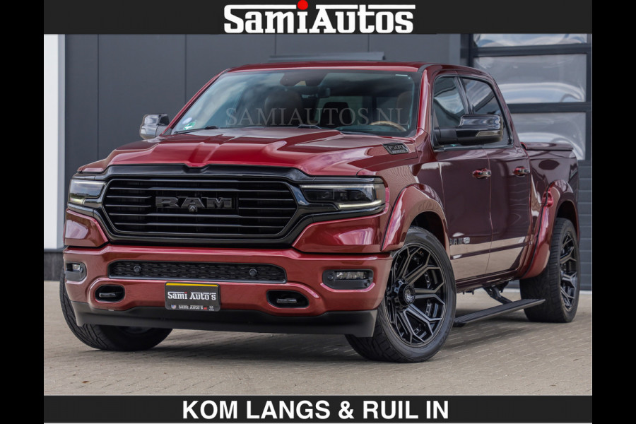 Dodge Ram LONGHORN | WIDE BODY | 5.7 V8 | BREDE WIELEN | BOM VOL | HUD | BRUIN LEDER | LUCHTVERING | PANODAK | RONDOM CAMERA | OPEN UITLAA DUBBELE CABINE | 5 PERSOONS | CREW CAB DC | SPECIAL ONE | DEALER ONDERHOUDEN | Eerste eigenaar |