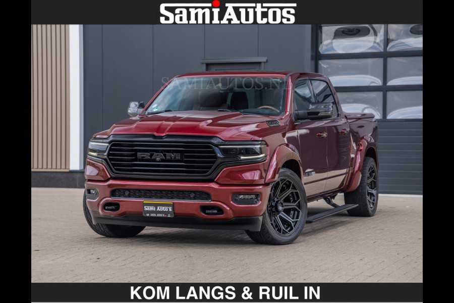 Dodge Ram LONGHORN | WIDE BODY | 5.7 V8 | BREDE WIELEN | BOM VOL | HUD | BRUIN LEDER | LUCHTVERING | PANODAK | RONDOM CAMERA | OPEN UITLAA DUBBELE CABINE | 5 PERSOONS | CREW CAB DC | SPECIAL ONE | DEALER ONDERHOUDEN | Eerste eigenaar |