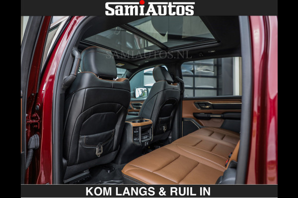 Dodge Ram LONGHORN | WIDE BODY | 5.7 V8 | BREDE WIELEN | BOM VOL | HUD | BRUIN LEDER | LUCHTVERING | PANODAK | RONDOM CAMERA | OPEN UITLAA DUBBELE CABINE | 5 PERSOONS | CREW CAB DC | SPECIAL ONE | DEALER ONDERHOUDEN | Eerste eigenaar |