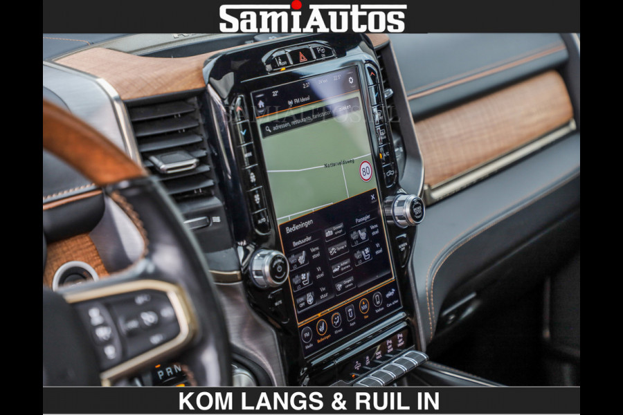 Dodge Ram LONGHORN | WIDE BODY | 5.7 V8 | BREDE WIELEN | BOM VOL | HUD | BRUIN LEDER | LUCHTVERING | PANODAK | RONDOM CAMERA | OPEN UITLAA DUBBELE CABINE | 5 PERSOONS | CREW CAB DC | SPECIAL ONE | DEALER ONDERHOUDEN | Eerste eigenaar |